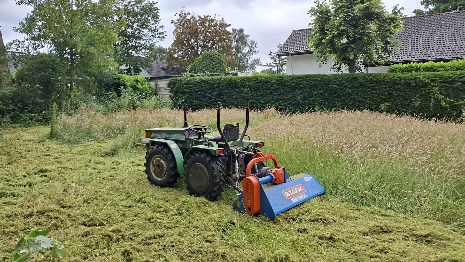 Fertig gemulchte Fläche, gleichmäßig kurz abgeschlagen